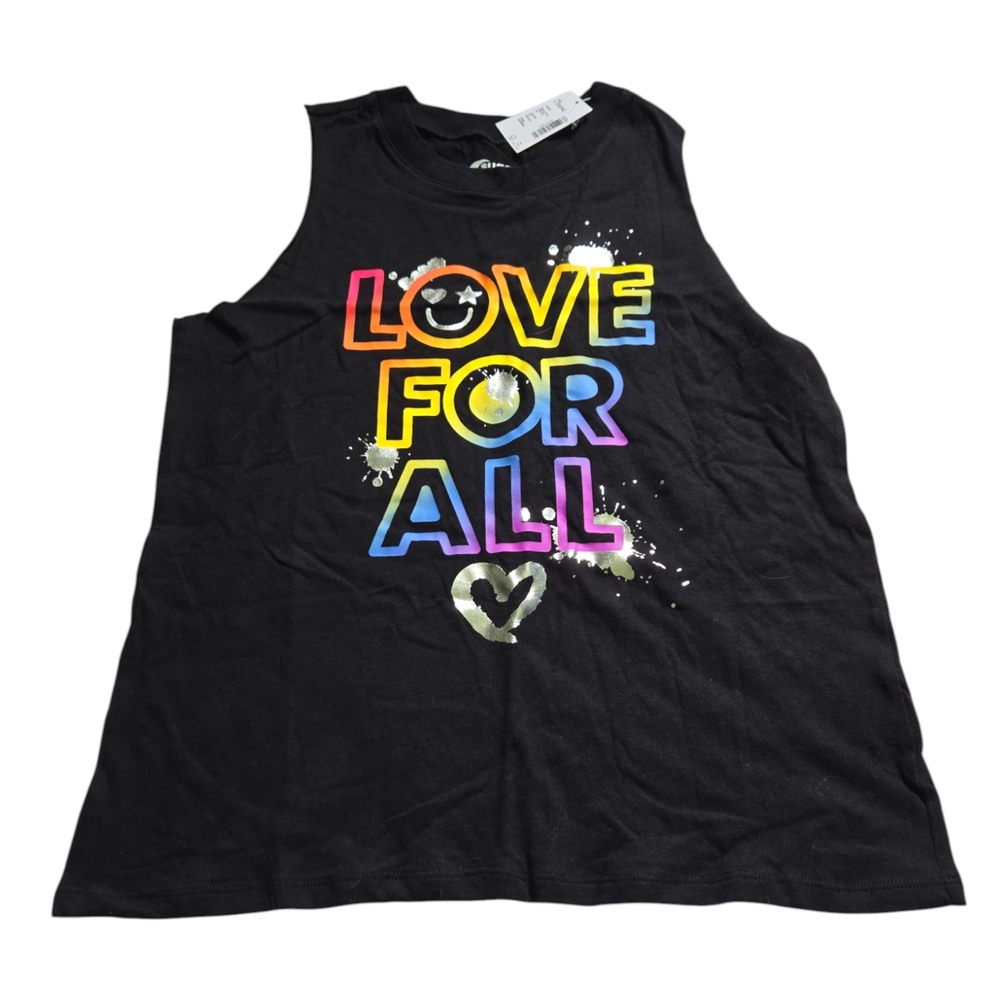 Sugar And Jade Black and Yellow Sleeveless Pride Tank Top with Rainbow Graphic